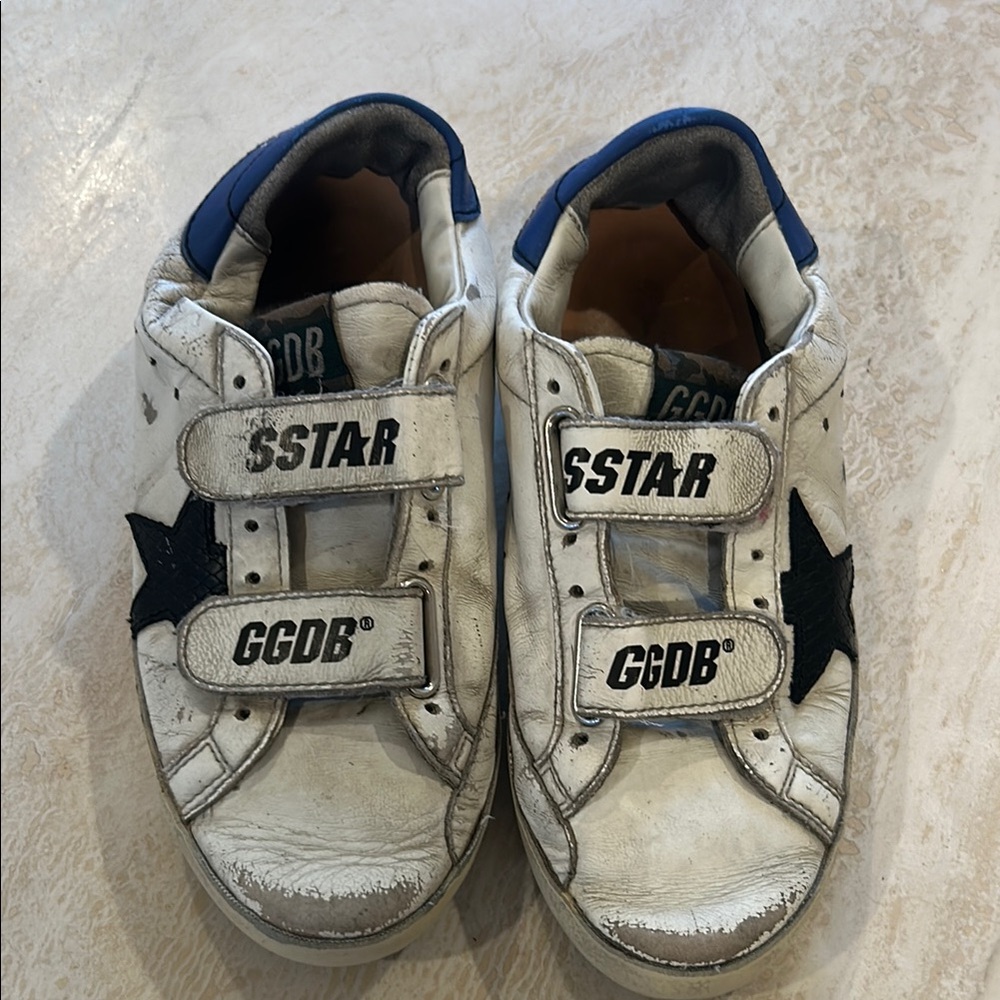 Kids White and Black Star Sneakers